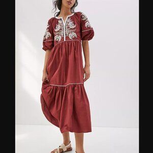 Anthropologie Gretel Embroidered Maxi Dress NWT